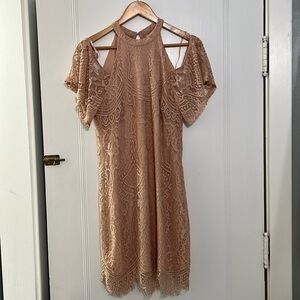 Francesca's Collections Pink Cut Out Ruffled Sheath Dress